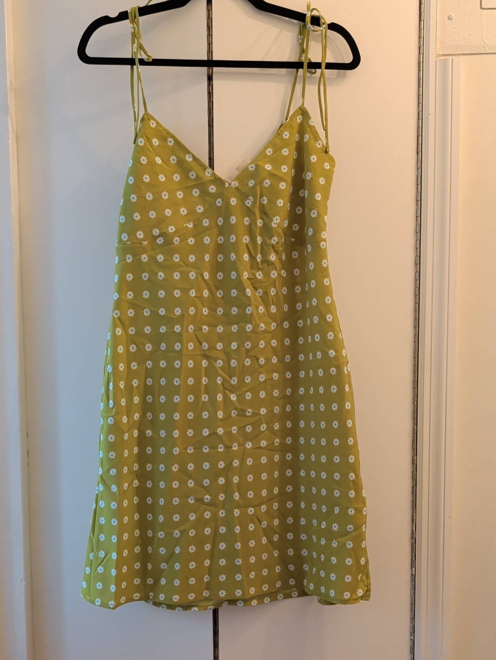 Nwot Levi's Gem Tie Strap Slip Mini Dress Green Daisy Floral Size S View 2